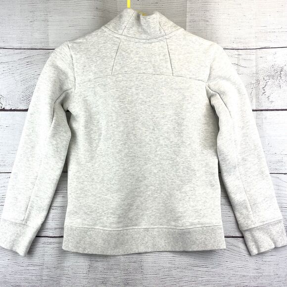 Athleta Girls Strength Funnel Neck Sweat Shirt Oatmeal Heather Slits Size 14 XL - Picture 6 of 8